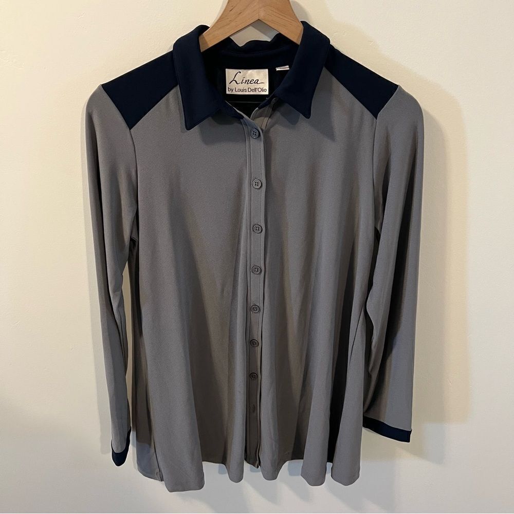 NWOT Linea by Louis Dell'Olio Moss Crepe Button Front Shirt | Size XS